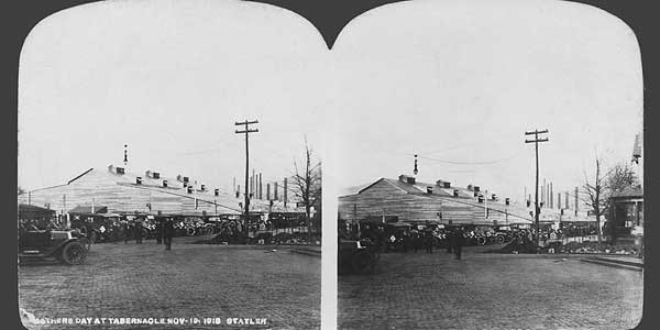 Stereograph of Tabernacle of Billy Sunday in Johnstown, PA, November 1913.